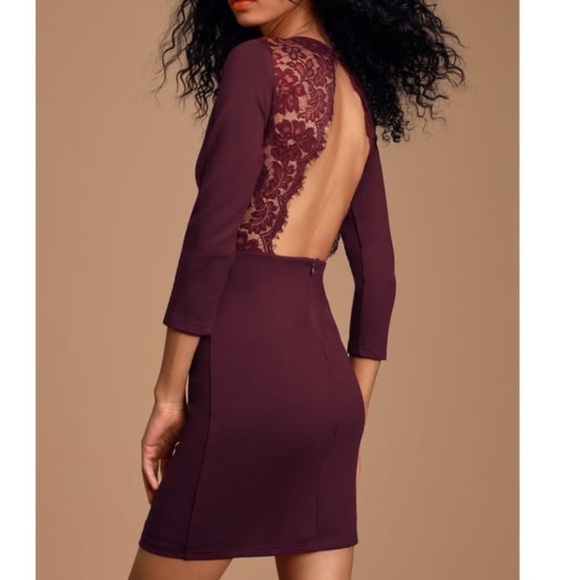 Lulus Dresses & Skirts - 𝅺NWT LULUS Love Language Plum Lace Backless Dress M